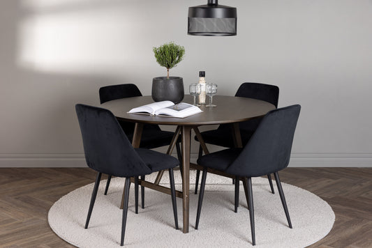 Kaseidon Matbord med Night Stolarna – Bord: ⌀100 Stol: 56x87x49