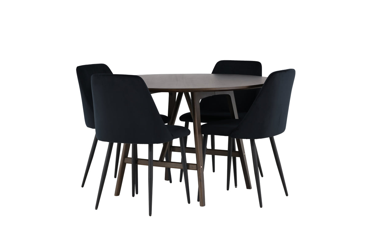 Kaseidon Matbord med Night Stolarna – Bord: ⌀100 Stol: 56x87x49