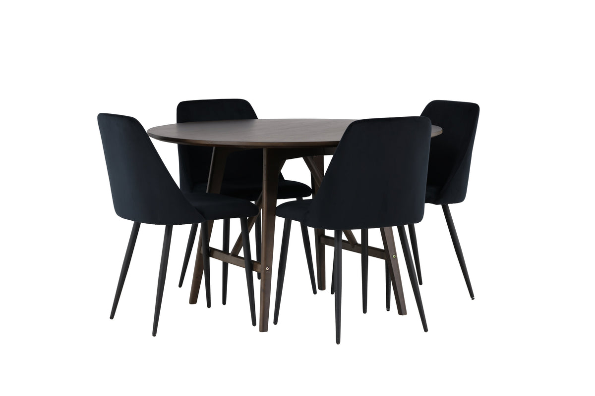 Kaseidon Matbord med Night Stolarna – Bord: ⌀100 Stol: 56x87x49