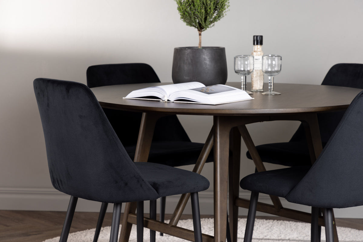 Kaseidon Matbord med Night Stolarna – Bord: ⌀100 Stol: 56x87x49