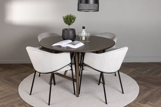 Kaseidon Matbord med Evelina Stolarna – Bord: ⌀100 Stol: 62x80x54