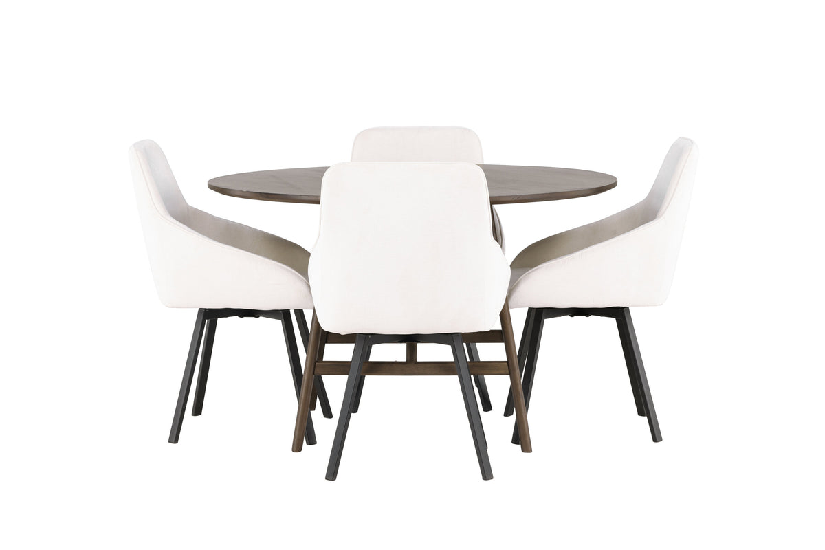 Kaseidon Matbord med Rosie Stolarna – Bord: ⌀100 Stol: 60x88x55