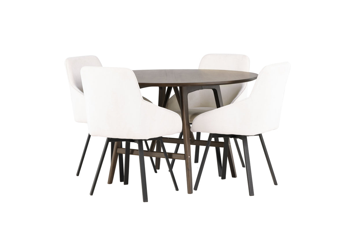 Kaseidon Matbord med Rosie Stolarna – Bord: ⌀100 Stol: 60x88x55