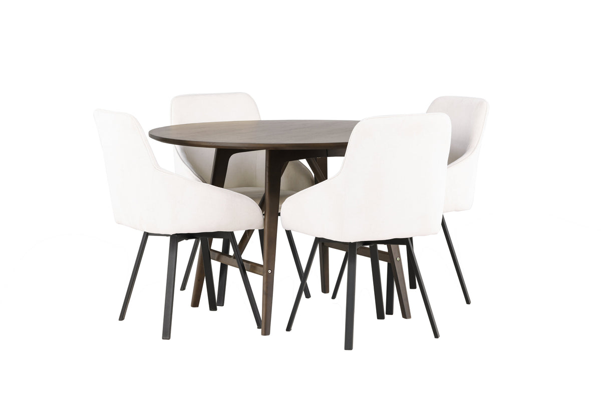 Kaseidon Matbord med Rosie Stolarna – Bord: ⌀100 Stol: 60x88x55