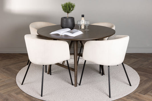 Kaseidon Matbord med Berit Stolarna – Bord: ⌀100 Stol: 55x78x55