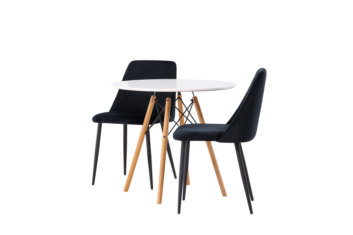 Danburi Matbord med Night Stolarna – Bord: ⌀60 Stol: 56x87x49