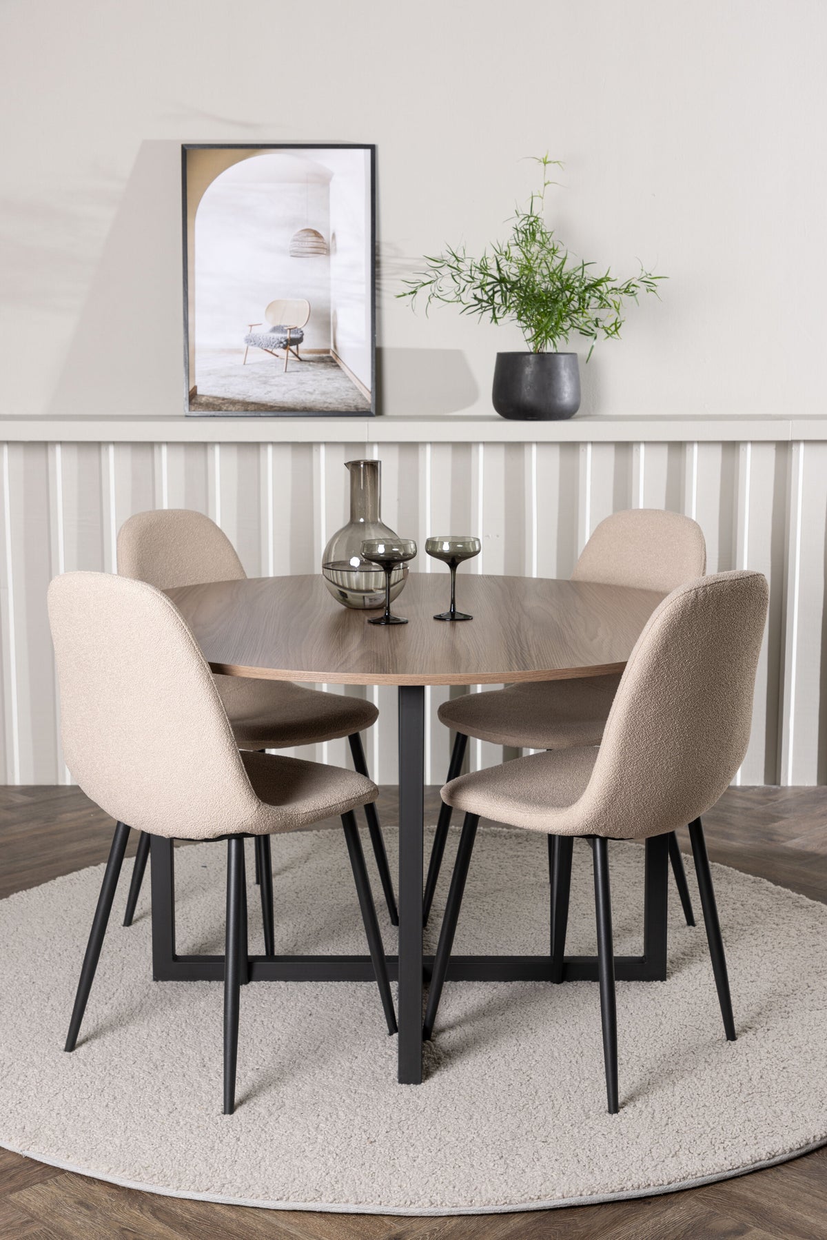 Durango Matbord med Polar Stolarna – Bord: ⌀120 Stol: 52x90x45