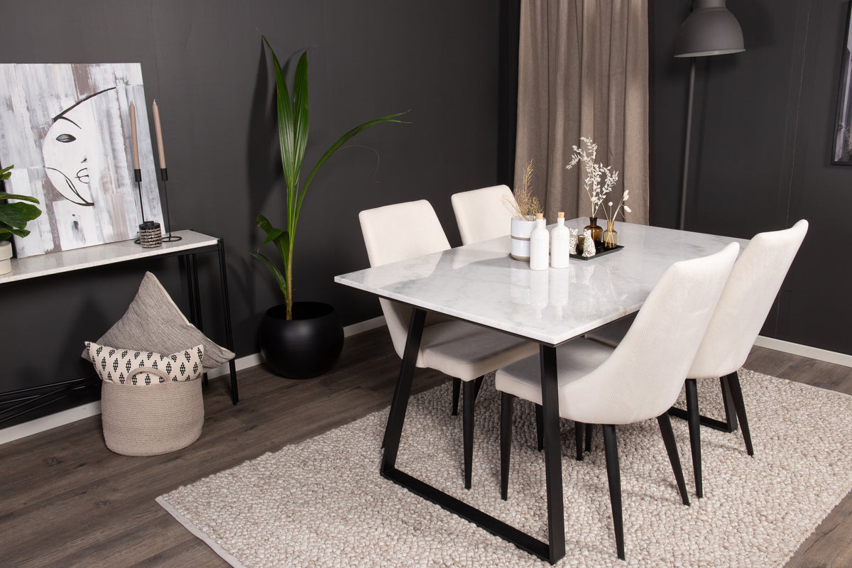 Estelle Matbord med Leone Stolarna – Marmor