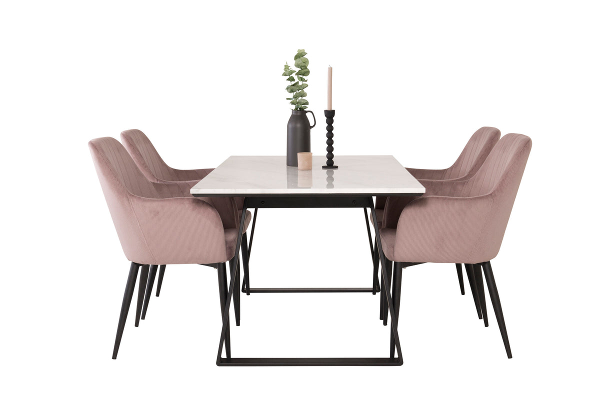Estelle Matbord med Comfort Stolarna – Marmor