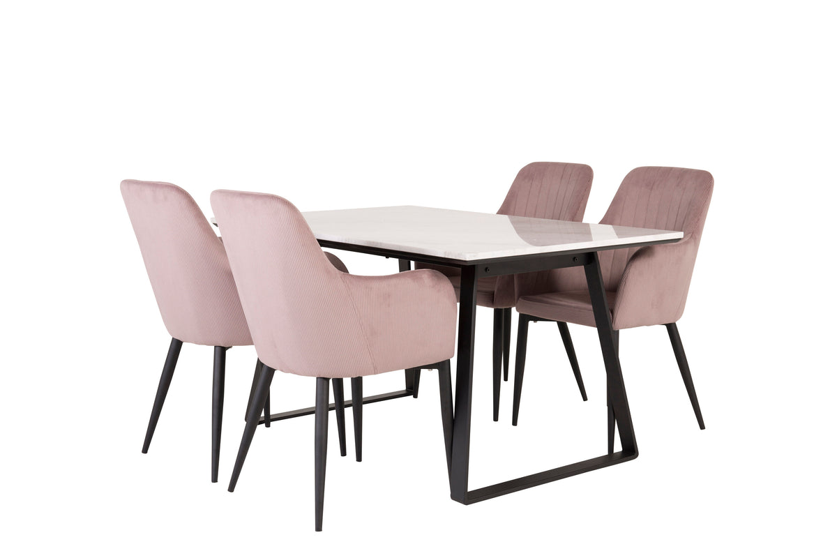 Estelle Matbord med Comfort Stolarna – Marmor