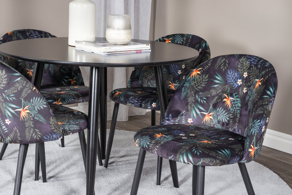Plaza Matbord med Velvet Stolarna – MDF