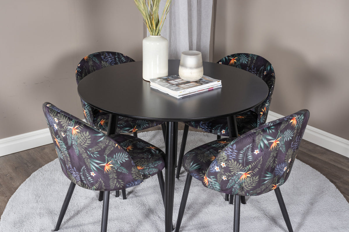 Plaza Matbord med Velvet Stolarna – MDF