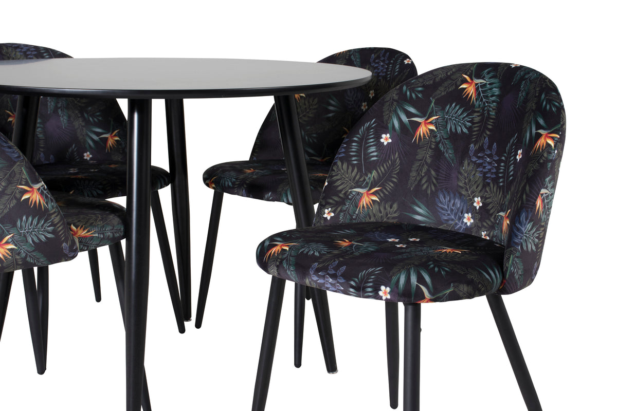 Plaza Matbord med Velvet Stolarna – MDF