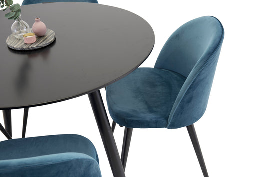 Plaza Matbord med Velvet Stolarna – MDF
