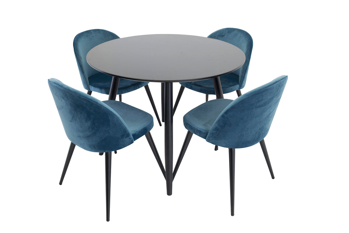Plaza Matbord med Velvet Stolarna – MDF