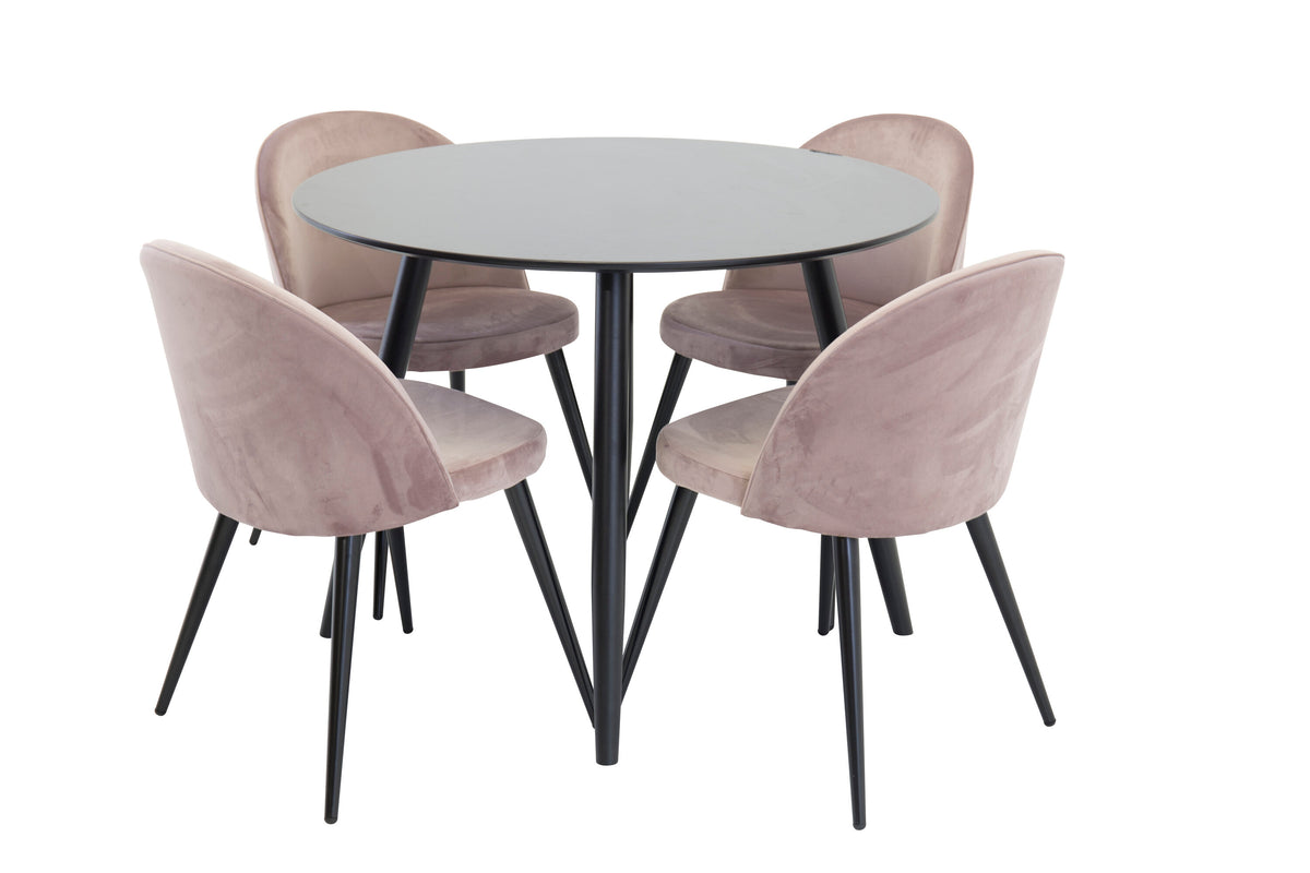 Plaza Matbord med Velvet Stolarna – MDF