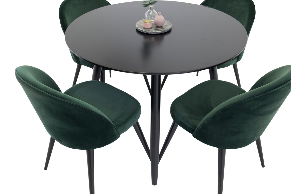 Plaza Matbord med Velvet Stolarna – MDF