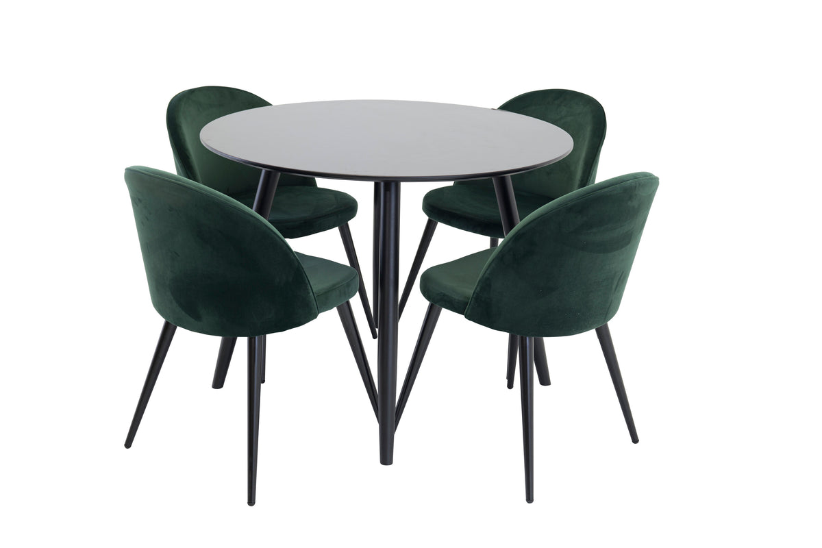Plaza Matbord med Velvet Stolarna – MDF