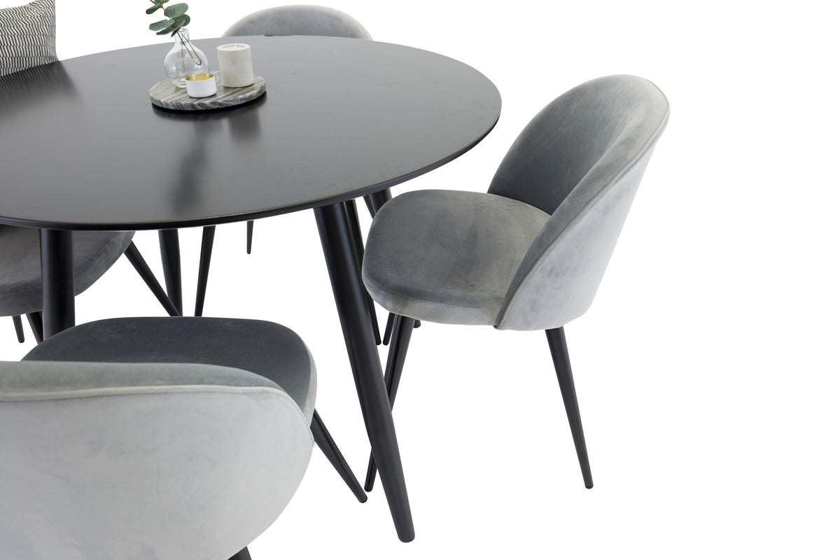 Plaza Matbord med Velvet Stolarna – MDF