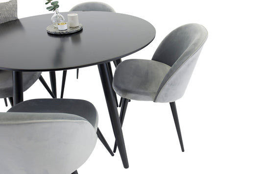 Plaza Matbord med Velvet Stolarna – MDF