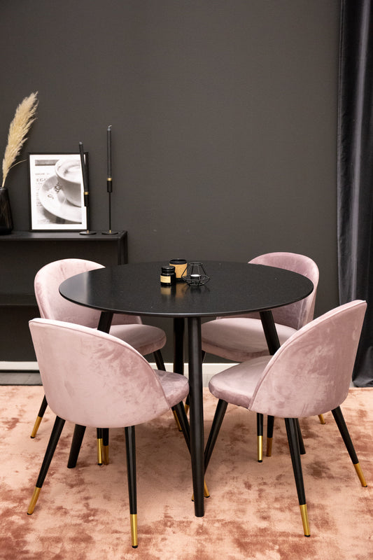 Plaza Matbord med Velvet Stolarna – MDF