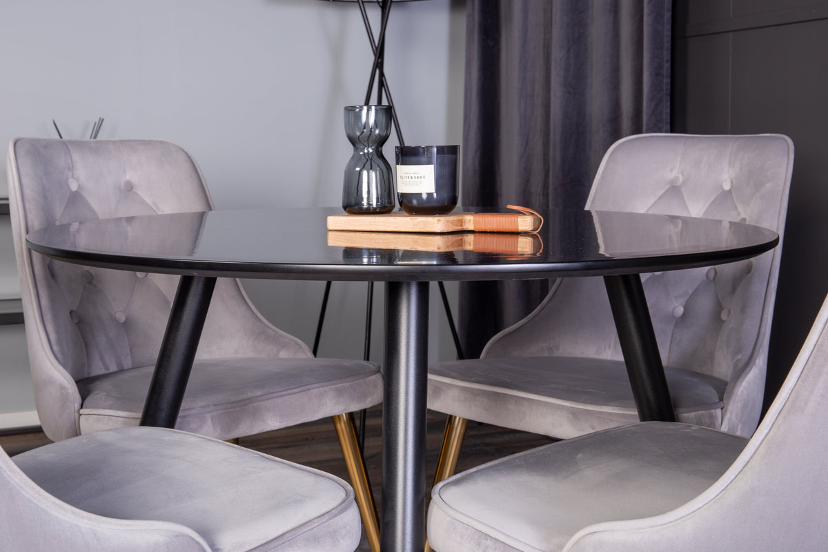 Plaza Matbord med Velvet Deluxe Stolarna – MDF