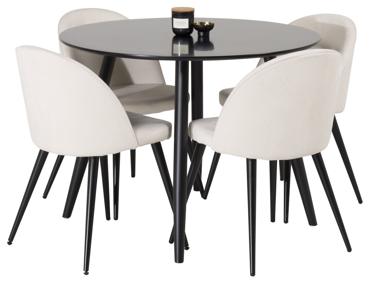 Plaza Matbord med Velvet Stolarna – MDF