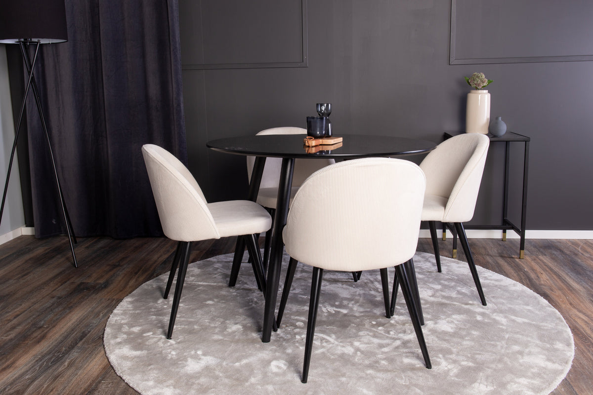 Plaza Matbord med Velvet Stolarna – MDF