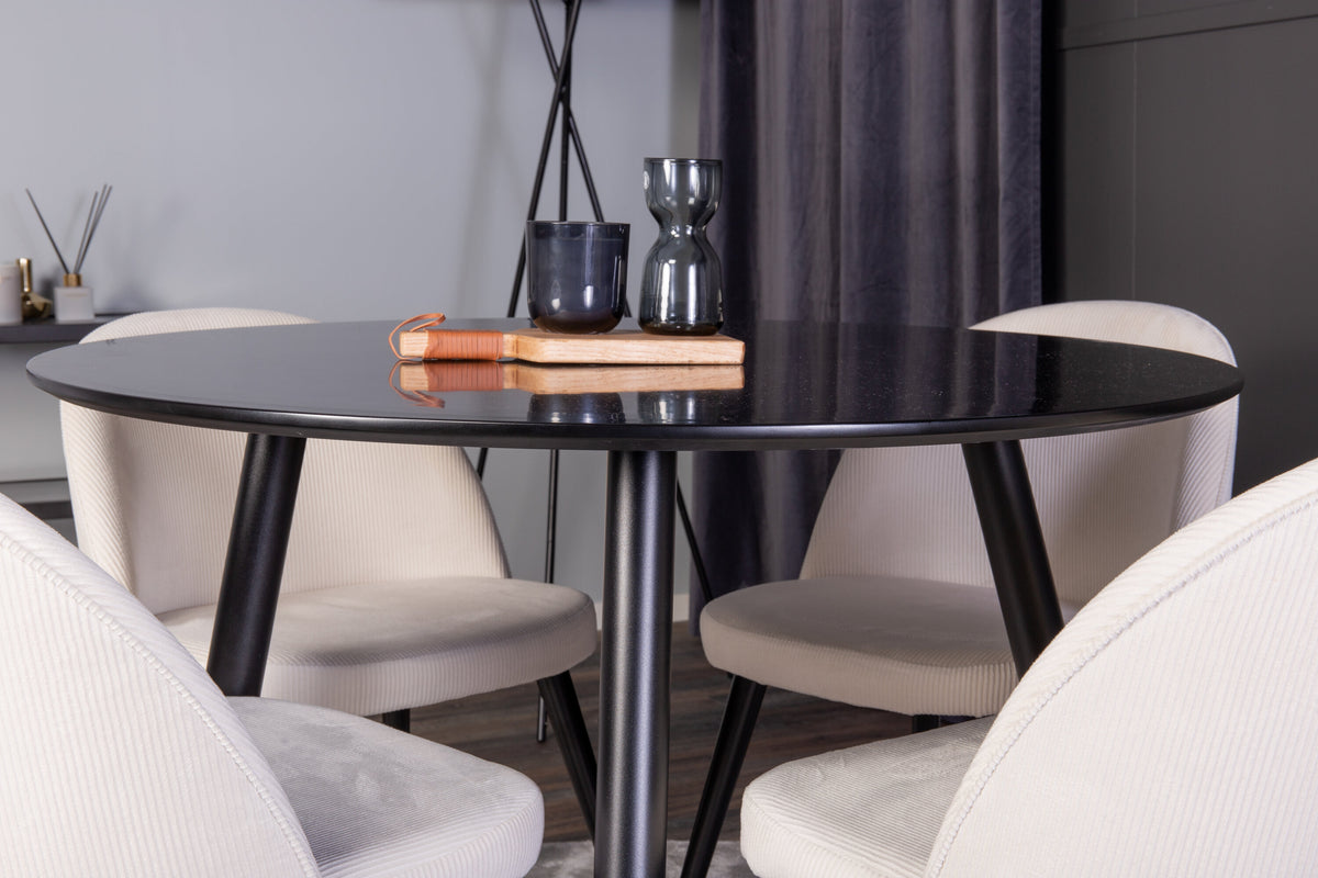 Plaza Matbord med Velvet Stolarna – MDF