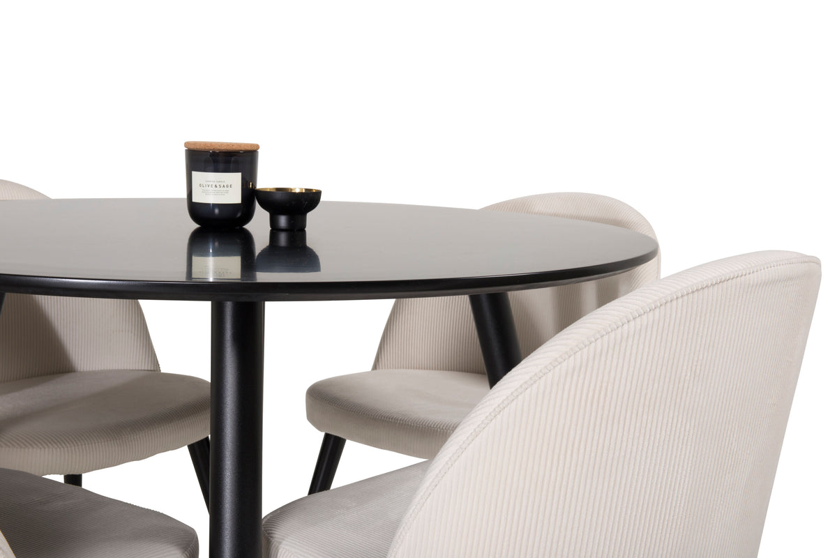 Plaza Matbord med Velvet Stolarna – MDF