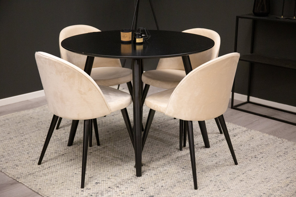 Plaza Matbord med Velvet Stolarna – MDF