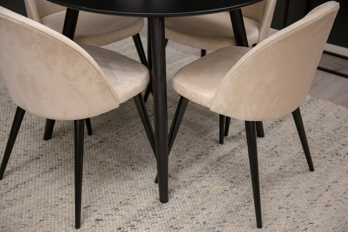 Plaza Matbord med Velvet Stolarna – MDF