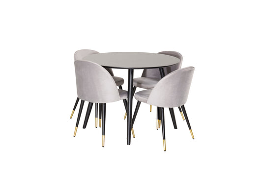 Plaza Matbord med Velvet Stolarna – MDF