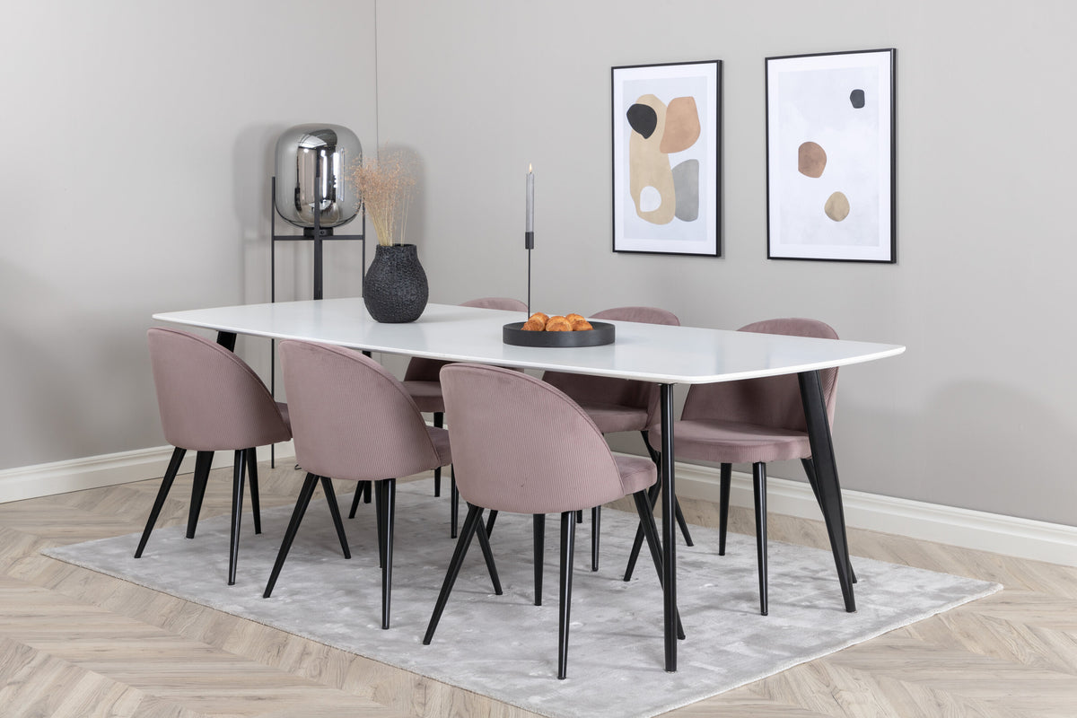 Polar Matbord med Velvet Stolarna – MDF