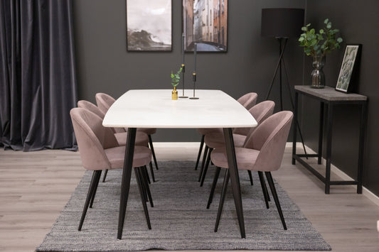 Polar Matbord med Velvet Stolarna – MDF