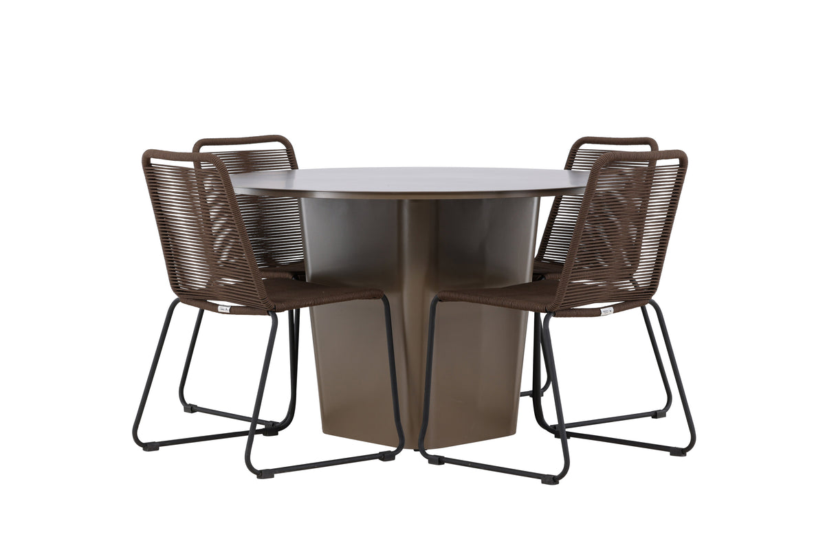 Santa Fe Matbord med Lindos Stolarna – Aluminium