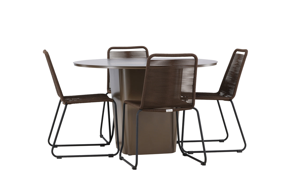 Santa Fe Matbord med Lindos Stolarna – Aluminium