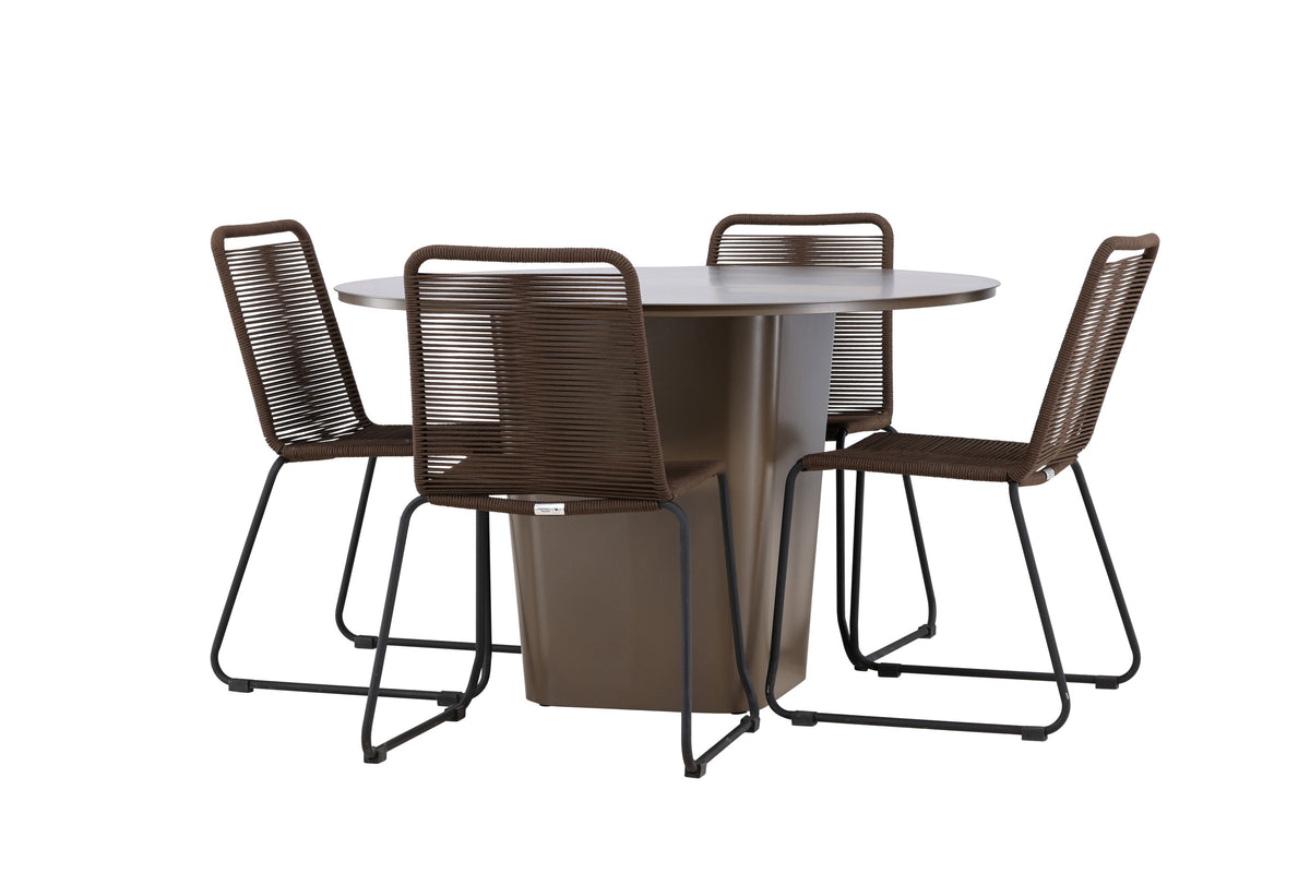 Santa Fe Matbord med Lindos Stolarna – Aluminium