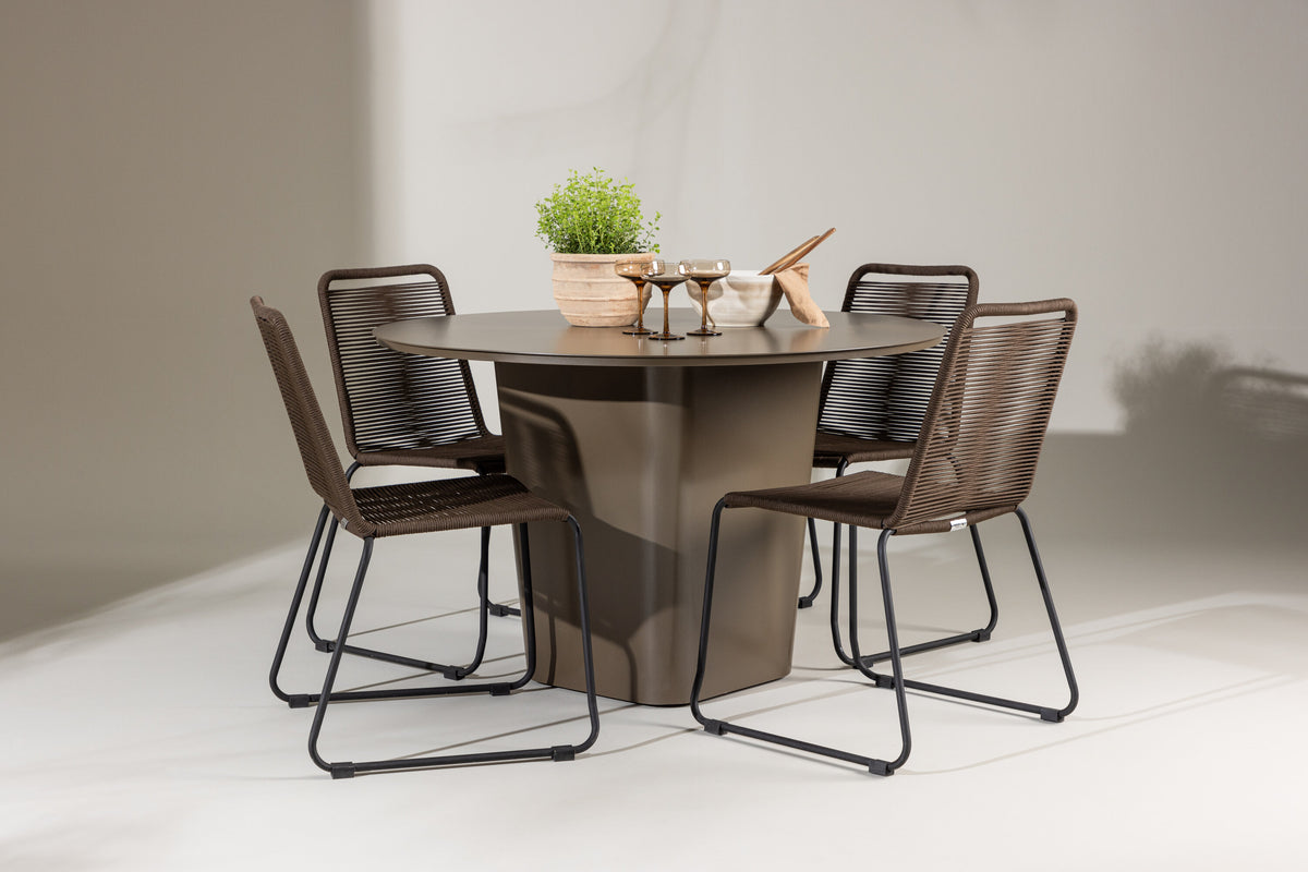 Santa Fe Matbord med Lindos Stolarna – Aluminium
