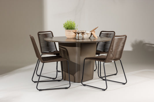 Santa Fe Matbord med Lindos Stolarna – Aluminium