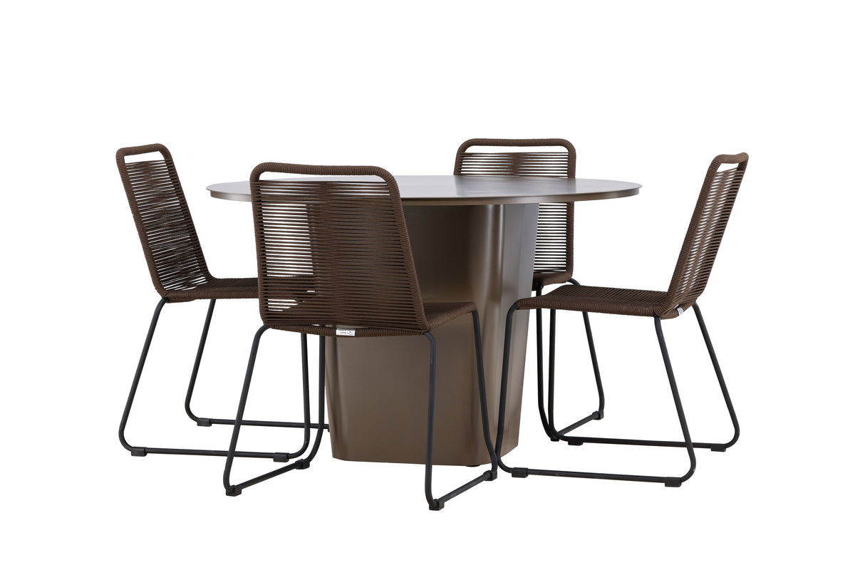 Santa Fe Matbord med Lindos Stolarna – Aluminium
