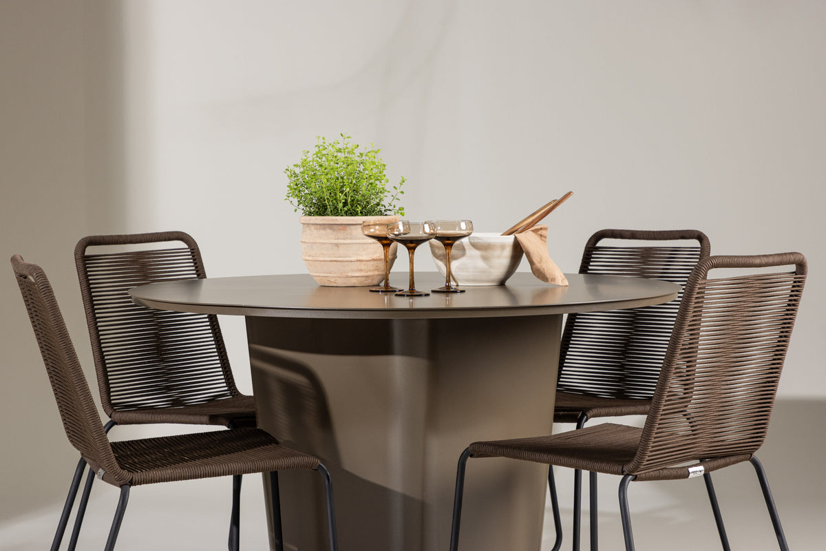 Santa Fe Matbord med Lindos Stolarna – Aluminium