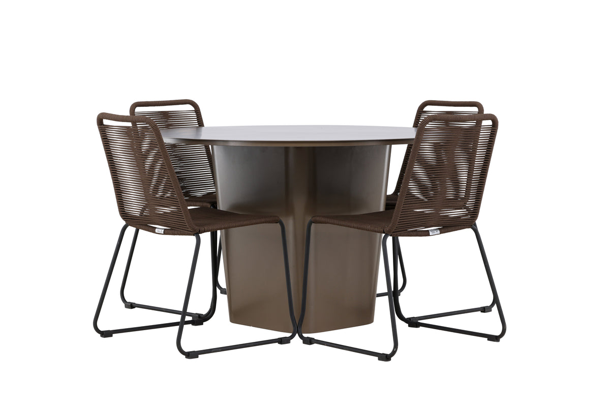 Santa Fe Matbord med Lindos Stolarna – Aluminium