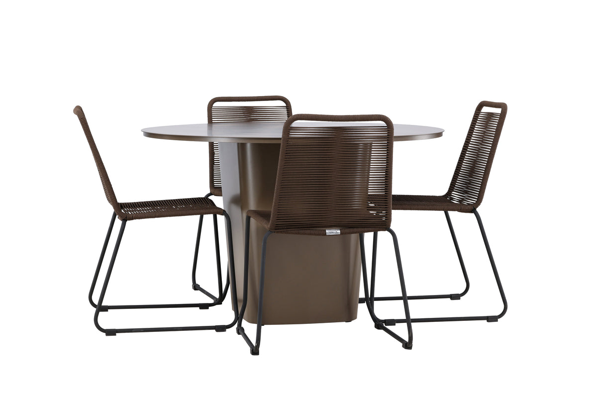 Santa Fe Matbord med Lindos Stolarna – Aluminium