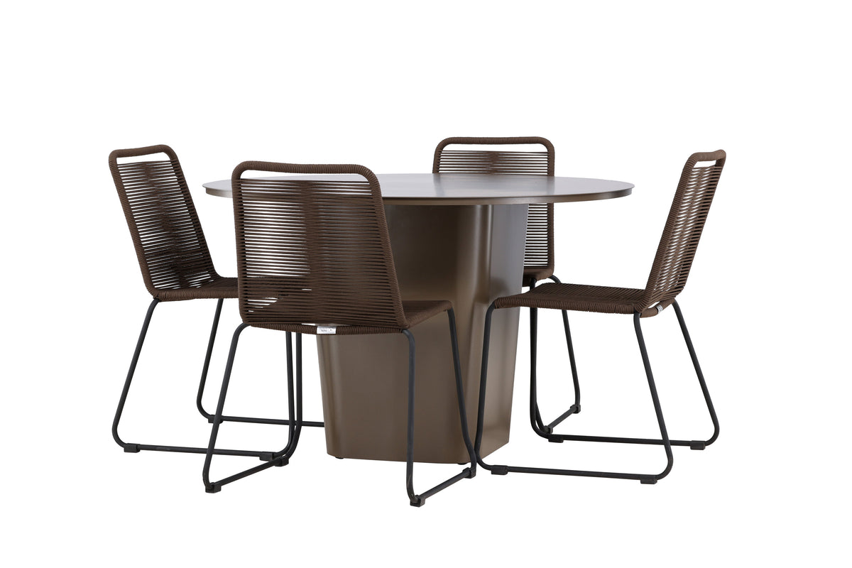 Santa Fe Matbord med Lindos Stolarna – Aluminium