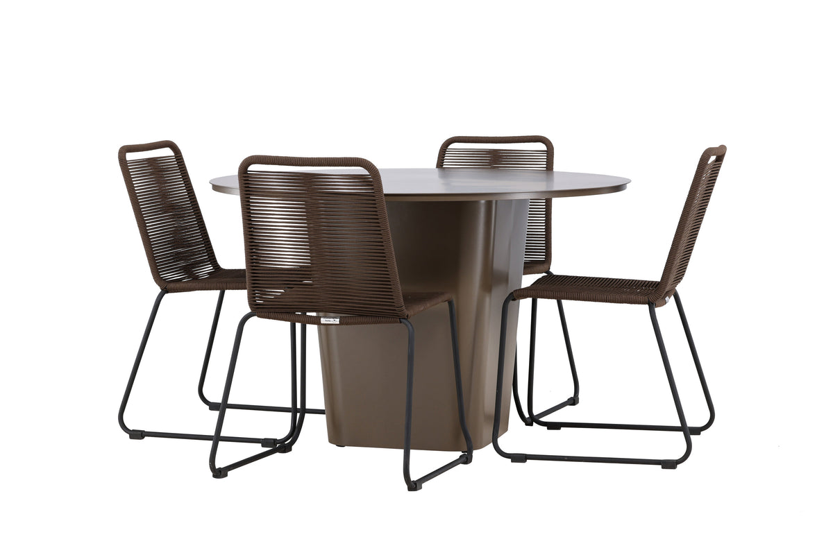 Santa Fe Matbord med Lindos Stolarna – Aluminium