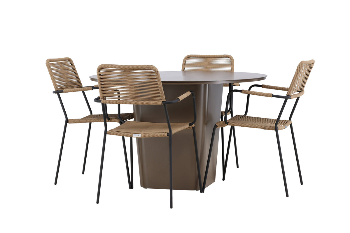 Santa Fe Matbord med Lindos Stolarna – Aluminium