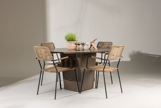 Santa Fe Matbord med Lindos Stolarna – Aluminium