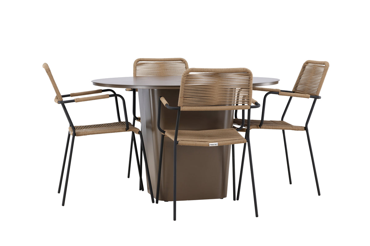 Santa Fe Matbord med Lindos Stolarna – Aluminium