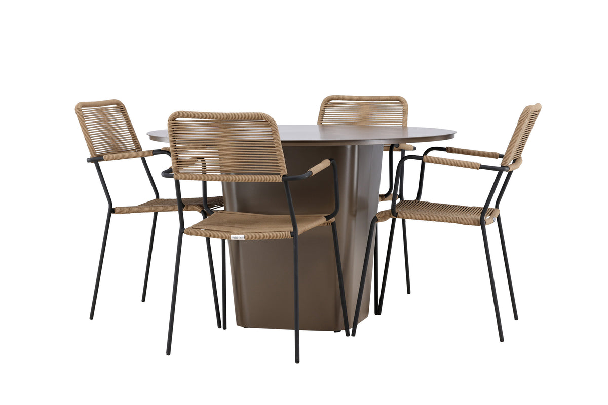 Santa Fe Matbord med Lindos Stolarna – Aluminium